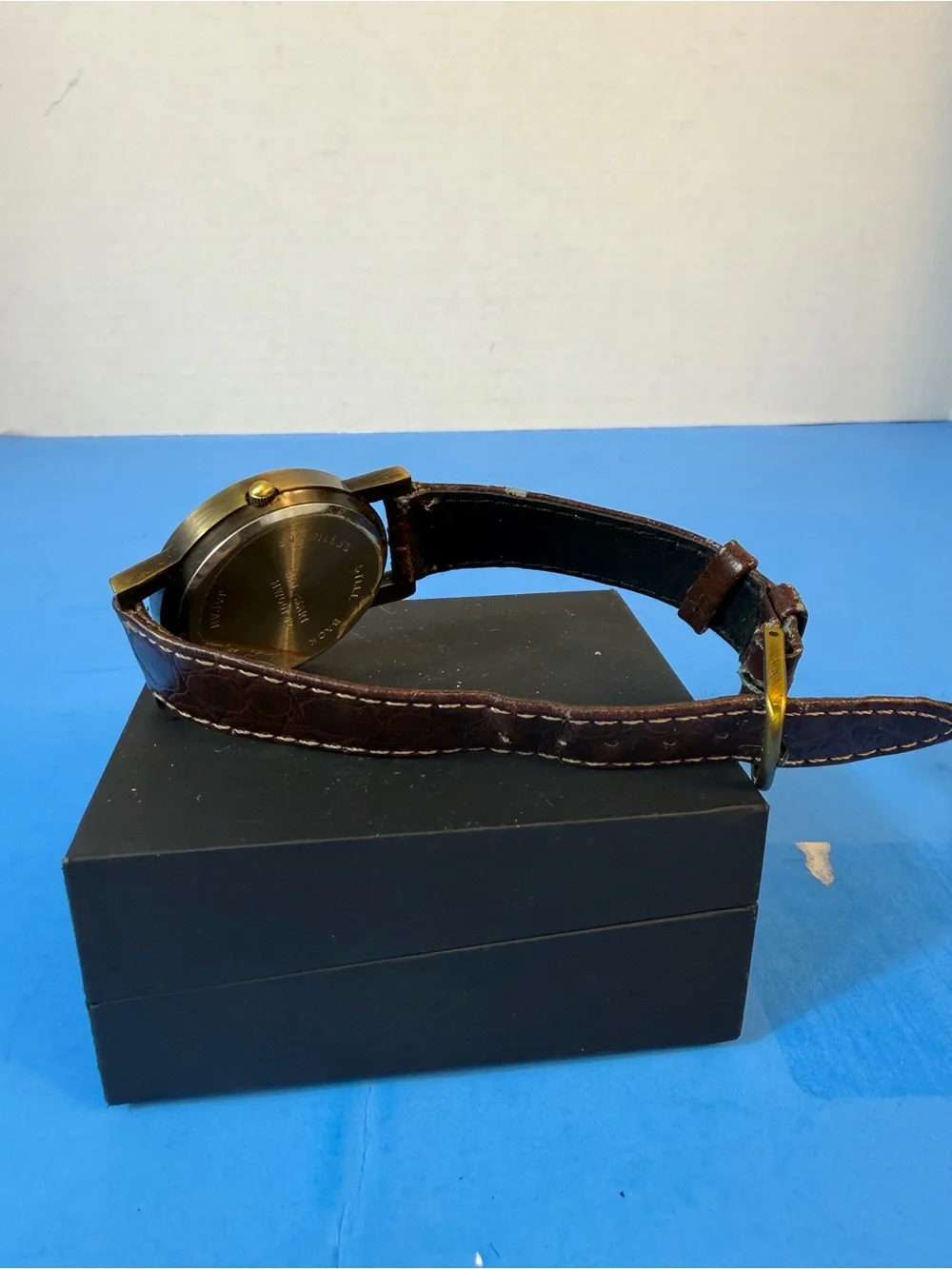 Vintage-Style Brown Leather Witch Watch for Men